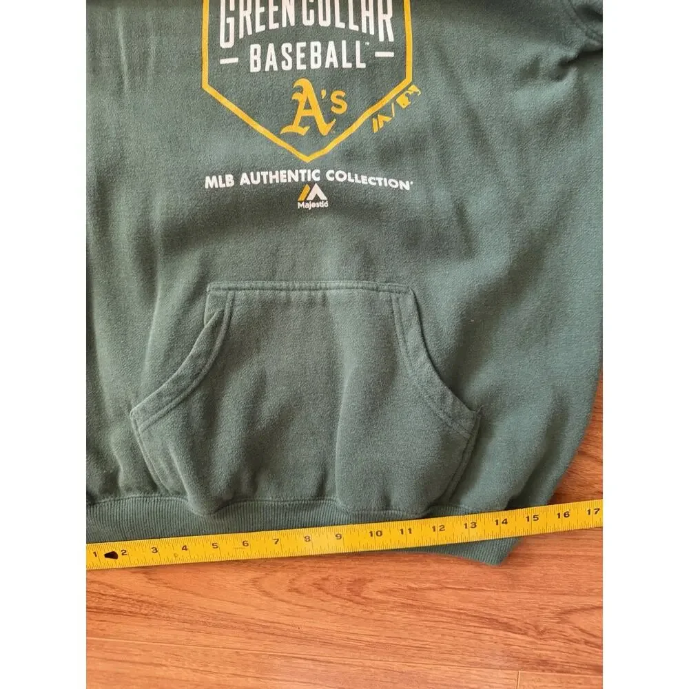 BOYS YOUTH L (14/16) MLB Oakland Athletics A’s Baseball Hoodie Green Collar Ball